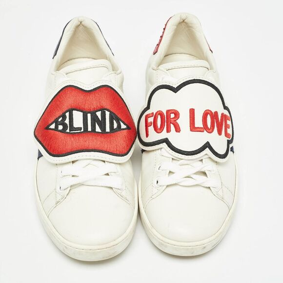 Gucci White/Red Leather Love Ace Sneakers Size 36 - Picture 3 of 4